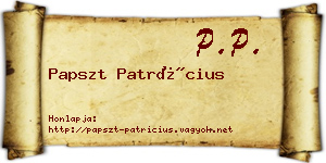 Papszt Patrícius névjegykártya